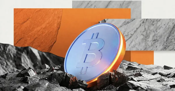 Bitcoin coin embedded in rugged rocky terrain, symbolizing strength, durability, and Bitcoin’s role as a resilient store of value in volatile market conditions