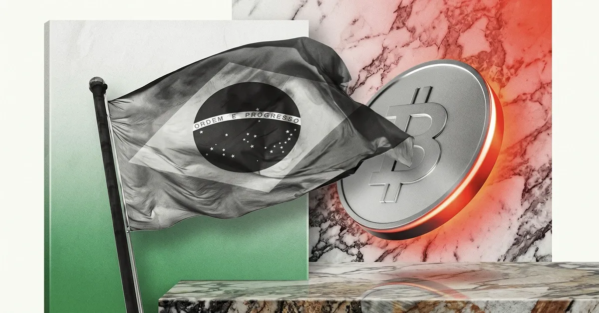 Brazilian flag next to a Bitcoin coin, representing Brazil crypto regulation and cross-border payment rules