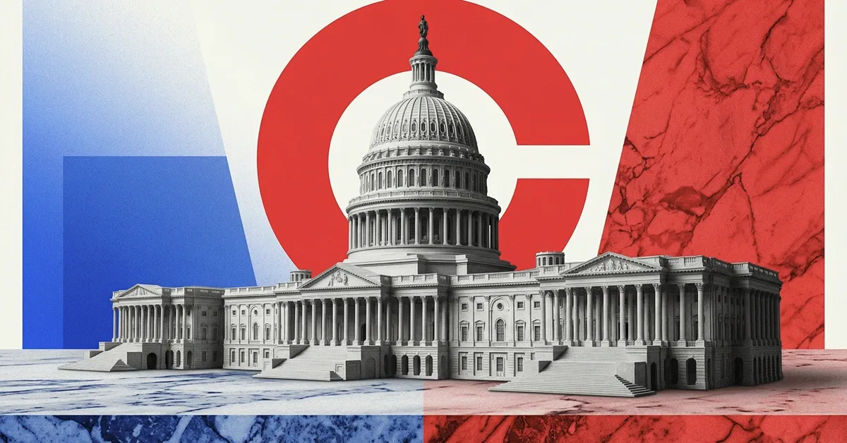 U.S. Capitol building with large C symbol, representing Congress involvement in crypto legislation, regulatory frameworks, and digital asset policy debates