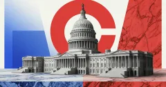 U.S. Capitol building with large C symbol, representing Congress involvement in crypto legislation, regulatory frameworks, and digital asset policy debates