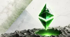 Ethereum coin beside validator nodes, secure key registry blocks, and tokenized asset cubes