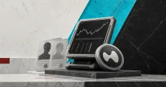 Greyscale Hyperliquid trading terminal, HYPE token and private-company valuation contract cards on cyan, graphite and red editorial panels.