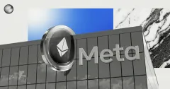 Meta headquarters building with Ethereum coin icon, representing Meta’s interest in blockchain technology, Web3, and cryptocurrency integration