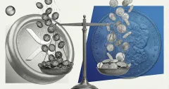 XRP tokens weighed against silver coins on a balance scale, illustrating comparison between XRP price action and silver market performance.