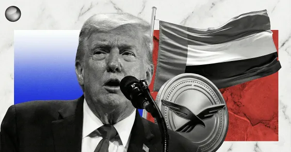 A Trump-themed crypto policy cover image used for a political and markets news story