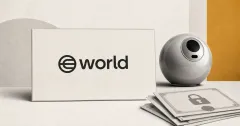 Official World logo on a large off-white plaque beside a greyscale Orb identity device and unbranded locked-token certificates on warm amber editorial panels